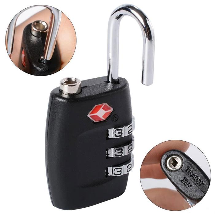 Gambar Koper Gembok Jasit Lock TSA Kode Angka - TSA-335 Black dari Mahening undefined Tokopedia