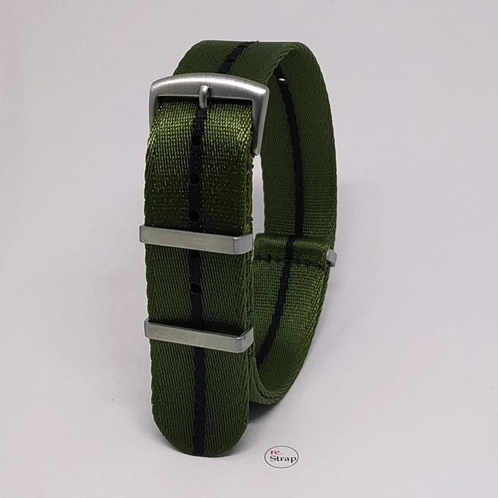 Jual Tali Jam Nato Strap SLIM Seatbelt Nylon Green Black