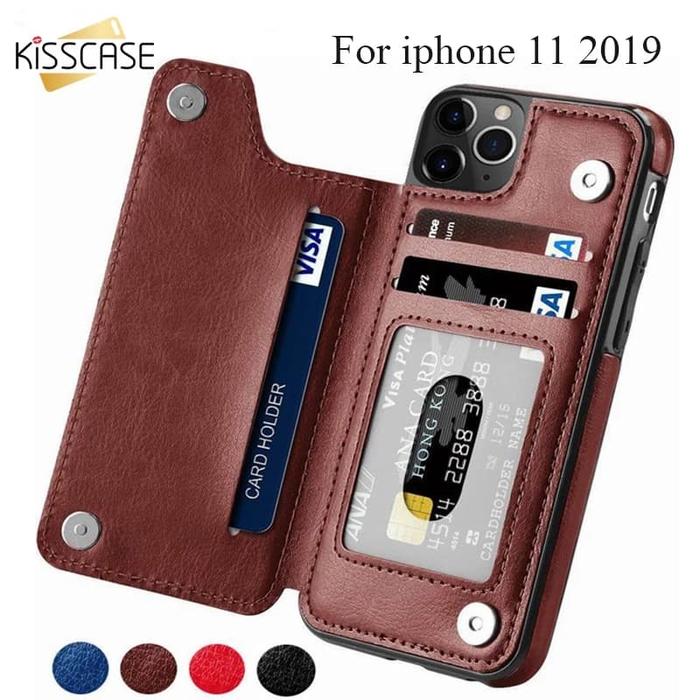 Jual Retro Flip Case for Iphone 11 Card Holder Wallet Kab