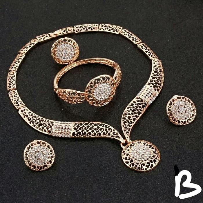 Gambar SET PERHIASAN MAHAR MAS KAWIN DUBAI ETHOPHIAN GOLD 18 KARAT KALUNG SET - Kuning dari Mama Silver undefined Tokopedia