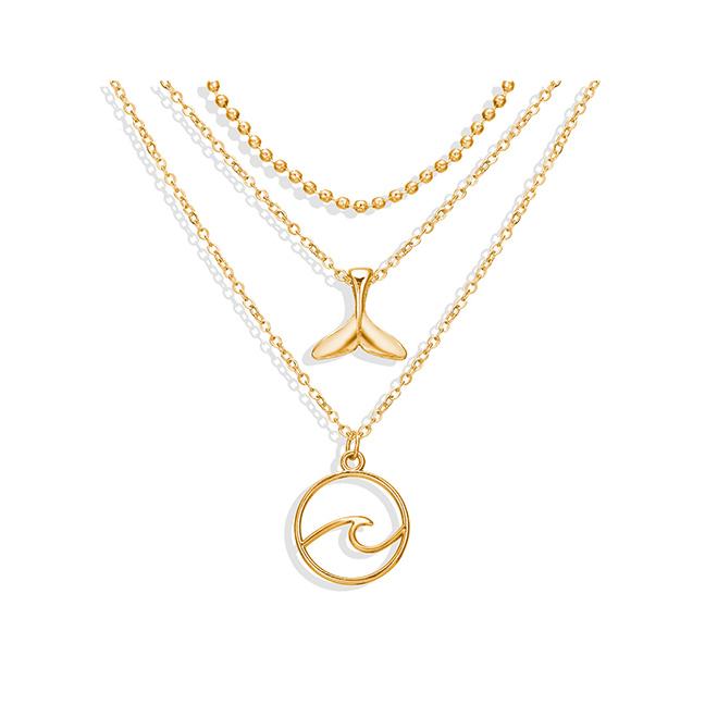 Gambar LRC Kalung Fashion Surf Fishtail Three-layer Necklace F96423 - Gold dari Toko Aksesoris Online undefined Tokopedia