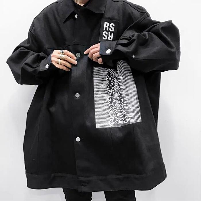 raf simons new order denim jacket