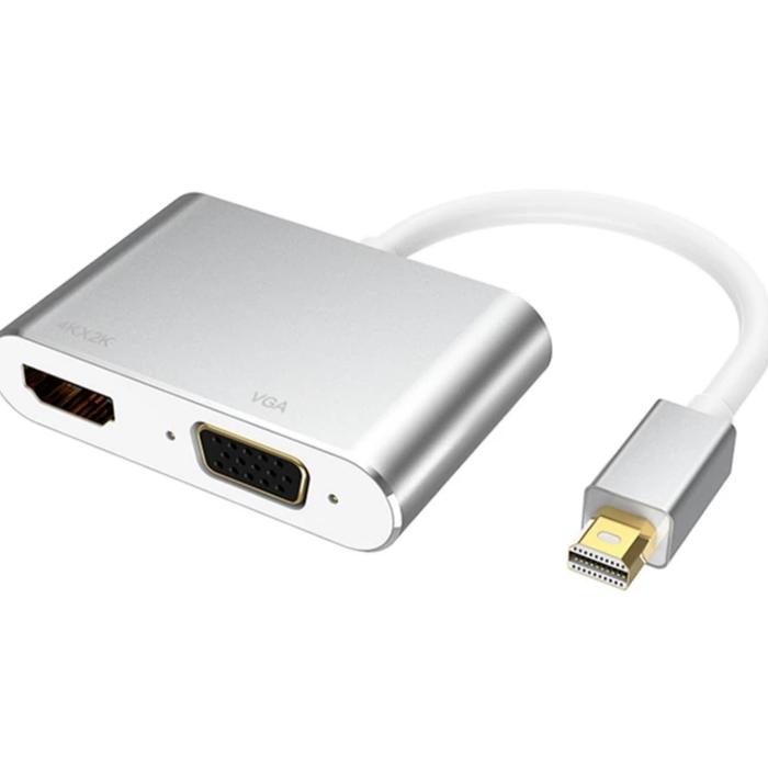 Gambar Kabel Converter Adaptor Thunderbolt Mini DP to HDMI/VGA 4K 2K - Putih dari Majek Ilak Store undefined Tokopedia