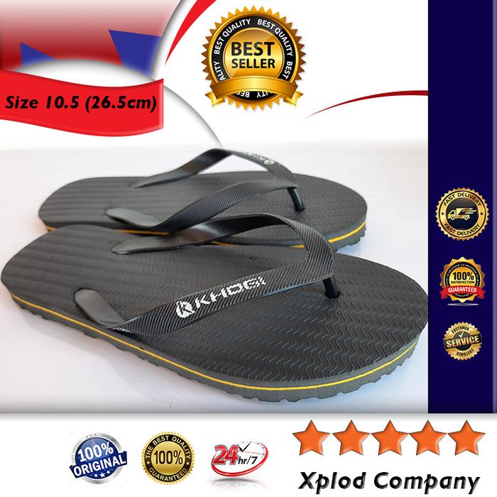 Gambar Sandal Jepit Khogi Black Warna Hitam Polos Ekonomis Sendal Ukuran 42 - Hitam, 10.5 dari Xplodcompany undefined Tokopedia
