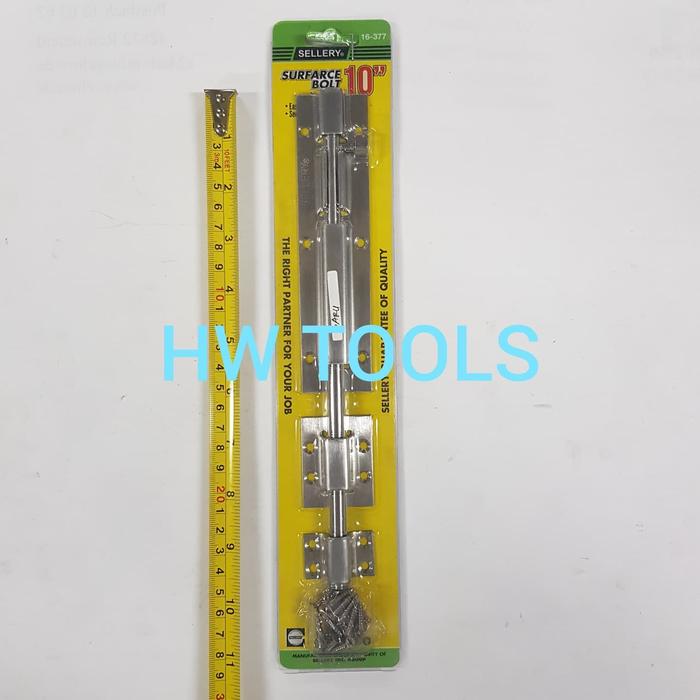 Gambar SURFACE BOLT 10" / GRENDEL / SLOT / PENGUNCI PINTU 16-377 SELLERY dari HW Tools Jkt undefined Tokopedia