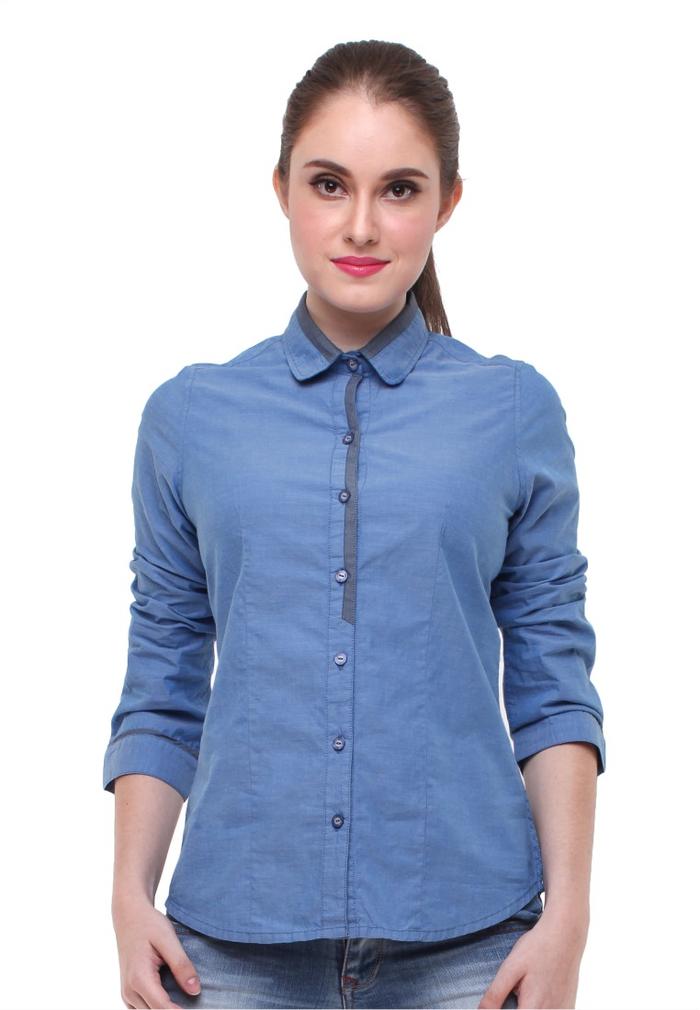 Gambar Slim Fit - Kemeja Wanita - Lengan Panjang - Biru - L dari LGSgeneration undefined Tokopedia