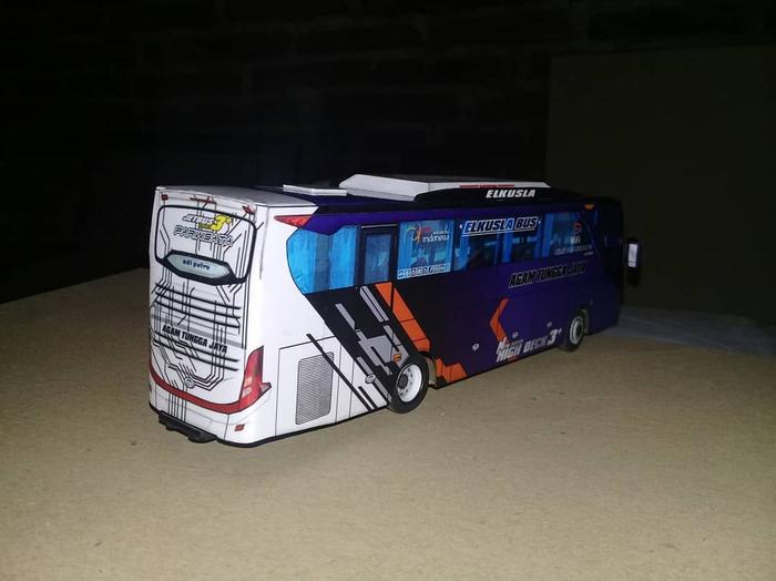 Gambar Miniatur Bus ATJ Agam Tungga Jaya Ungu dari Papercraft Miniatur Bus undefined Tokopedia