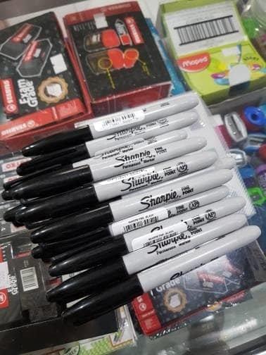 Spidol Sharpie Sharpie Fine Point Black Sharpie Permanent Markers Fine Point, Black Permanent  Markers