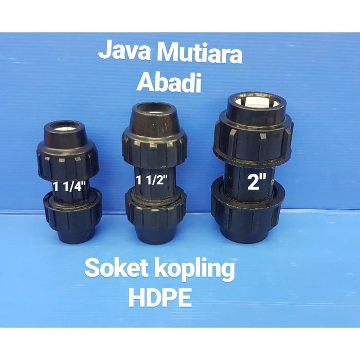 Gambar Socket kopling HDPE 1 1/2'' sambungan ke selang PE hitam PDAM 1 1/2'' dari Java Mutiara Abadi undefined Tokopedia