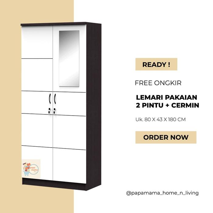 Gambar lemari Pakaian 2 pintu Putih Minimalis - Medan Free Ongkir dari Papamama Home Living undefined Tokopedia