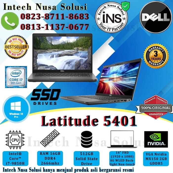 Gambar DELL Latitude 5401 Intel Core i7-9850H 16GB 512GB SSD VGA 2GB WIN10PRO dari Intech Nusa Solusi undefined Tokopedia