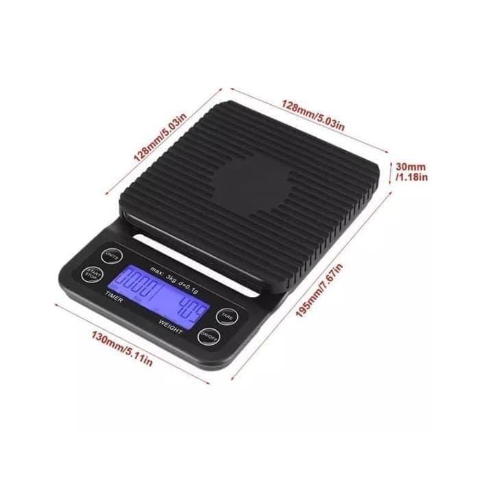 Gambar Timbangan Digital Kopi 3 Kg Hitam - Timer Scale 3Kg Akurasi 0.1g dari Puserba undefined Tokopedia