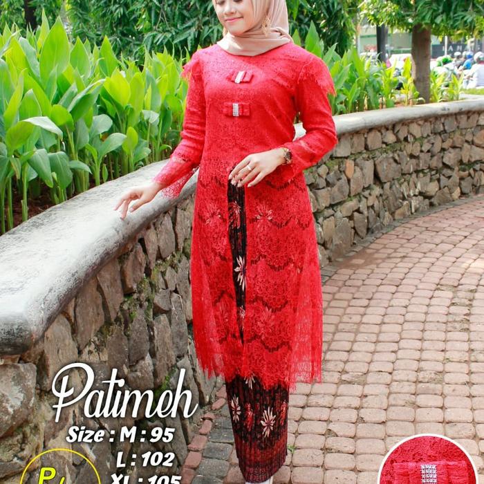 Gambar Setelan Kebaya Modern Brukat Fatimah 5 pilihan warna - Merah, XL dari abang sky online undefined Tokopedia