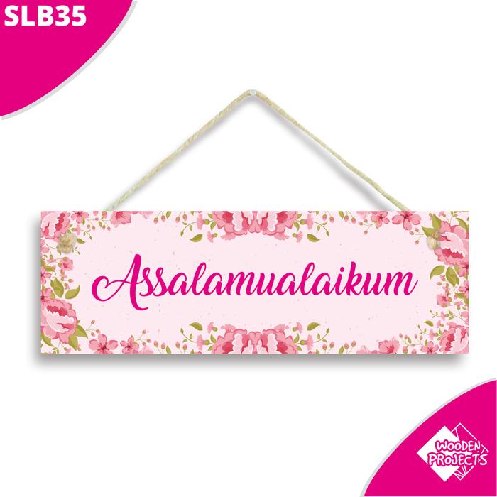 Gambar Hiasan Pajangan Pintu Rumah Shabbychic Pink Pink - B35 - Assalamualaikum dari Wooden Projects_NEW undefined Tokopedia