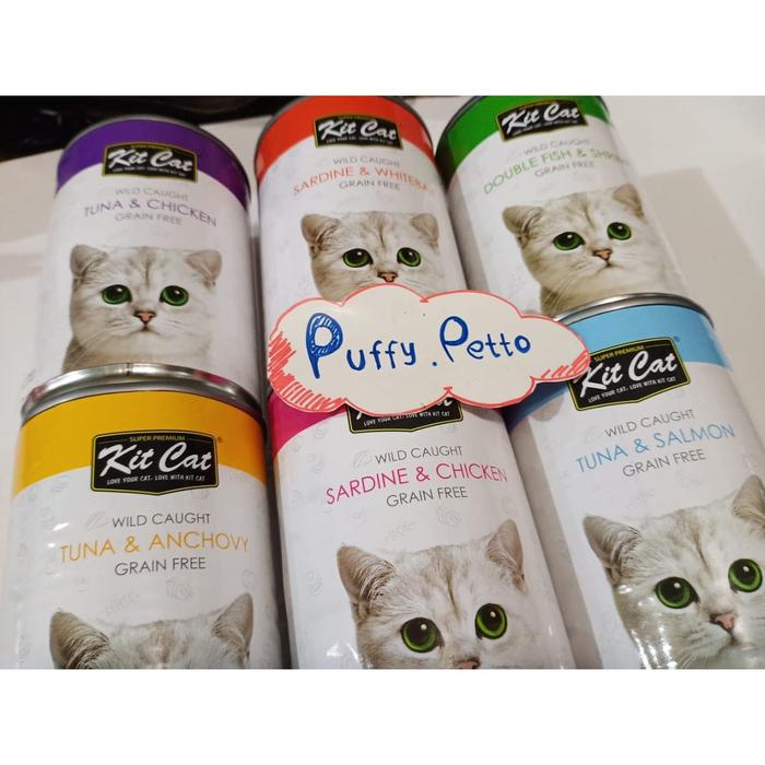 Gambar kit cat kalengan makanan basah kucing grain free 400gr- 6 varian rasa - double fish shi dari Puffy.Petto undefined Tokopedia