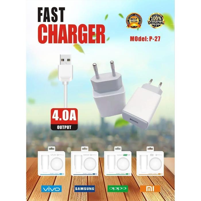 Gambar Travel Charger P-27 Original 2A Real - Oppo - Samsung - Vivo - Xiaomi - Oppo dari JM Cell undefined Tokopedia