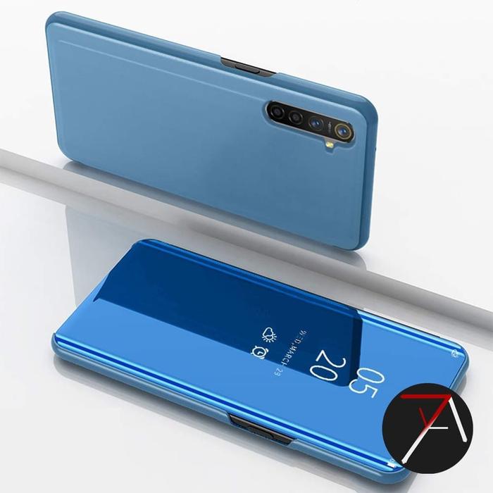 Oppo RealmeXT Realme XT Flip Clear View Standing Cover Mirror Case Ungu,  Realme XT
