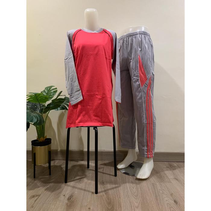 Gambar Stelan Kaos Training senam olahraga wanita model muslim / muslimah - Pink - Abu, S dari Garuda Sport_Tn Abang undefined Tokopedia