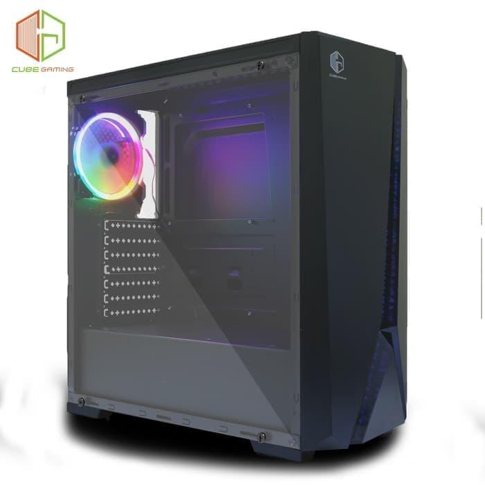 Gambar CUBE GAMING VAZEEN - SIDE TEMPERED GLASS - FREE 1PCS 12CM RAINBOW Fan - Hitam dari JnJ Online Kota Administrasi Jakarta Pusat Tokopedia