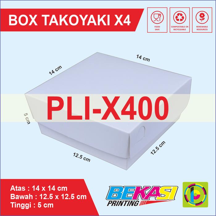Gambar PLI-X400 Dus / Kotak / Box Takoyaki Foodgrade Size X4 14x14x5 cm dari Bekasi Printing Utama undefined Tokopedia
