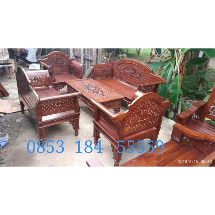 Gambar Meja Kursi Tamu Murah Kayu Jati Jepara Minimalis Aceh Ukir Ukiran dari Duta Mebel Barokah undefined Tokopedia