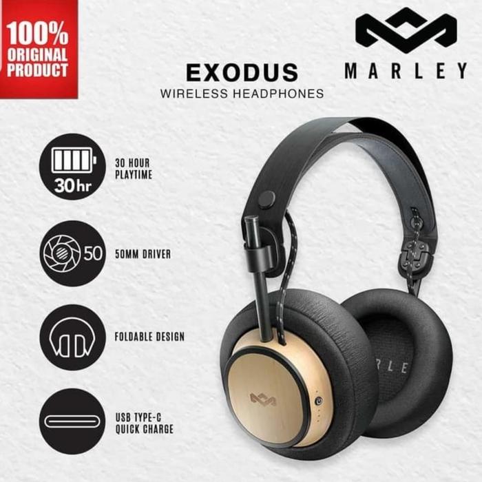Gambar MARLEY Original Wireless Headphones Over Ear - Exodus Black dari Mulia Premium Acc undefined Tokopedia
