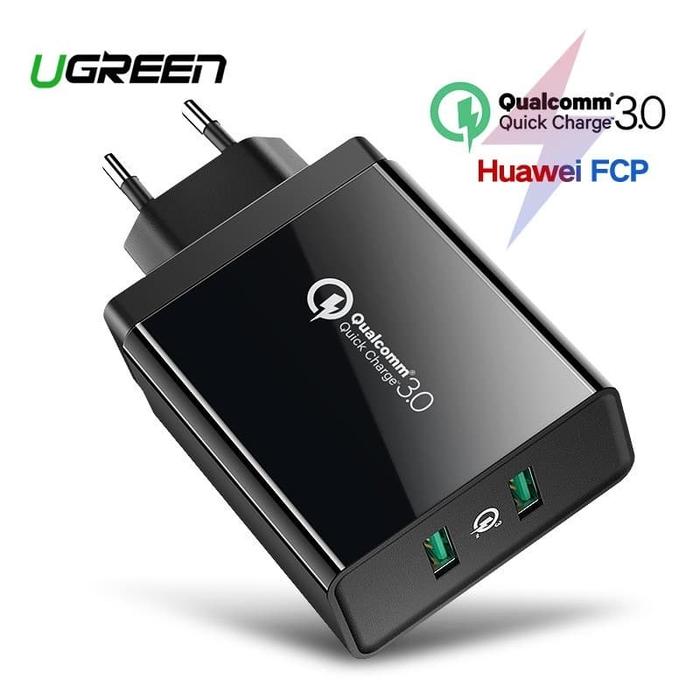 Ugreen 40585 Usb Charger Dual-port Qc30 18w Fast Charging Black