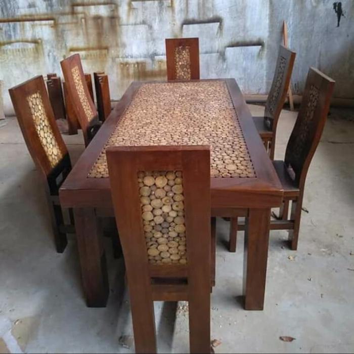 Gambar Meja Makan Set Jati Jepara / Kursi Makan Minimalis Kayu Asli Murah dari Andris Mebel Jepara undefined Tokopedia