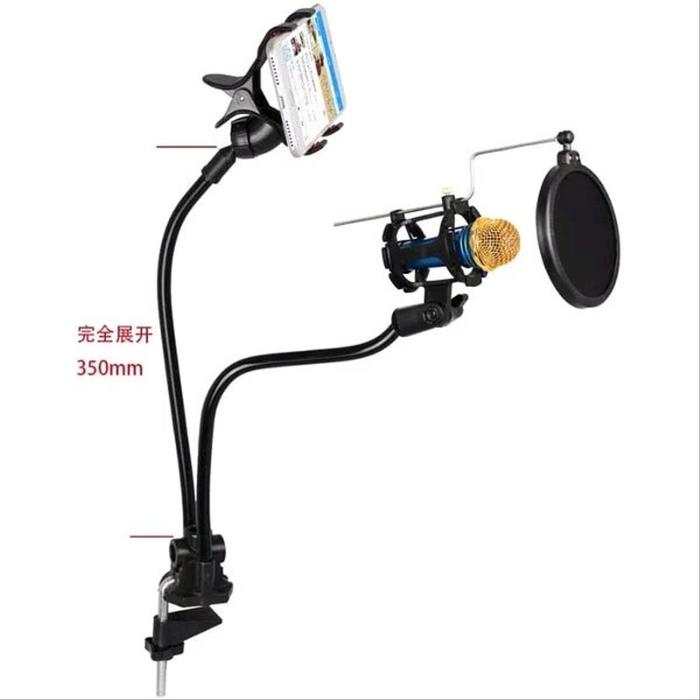 Gambar Fleksibel Stand Mikrofon dan Smartphone Holder Universal NB-22 Hitam dari Sahabat Jaya88 undefined Tokopedia