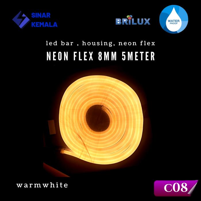 Gambar LAMPU LED NEON FLEX FLEXIBLE 8MM 5 METER DC 12V TAHAN AIR - Warm White dari sinar kemala 77 undefined Tokopedia