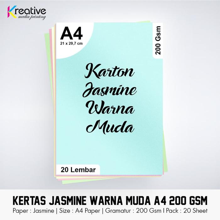 Gambar Kertas Karton JASMINE Muda (A4 / 200 gsm / 1 pack = 20 lbr) - Cream - Hijau muda dari Kreative Media Printing undefined Tokopedia