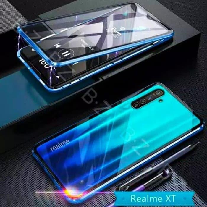 Case Magnet Double Glas Depan Belakang Realme XT Case Magnetic Ori Hitam - Main Image