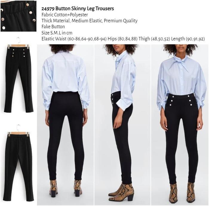 Jual Button Skinny Leg Trousers (size S 