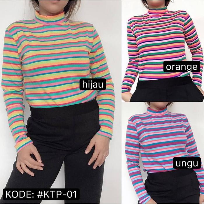 Jual Kaos Turtleneck Wanita Rainbow Leher Tinggi Lengan Panjang Jakarta Timur Kantong Rejeki Tokopedia