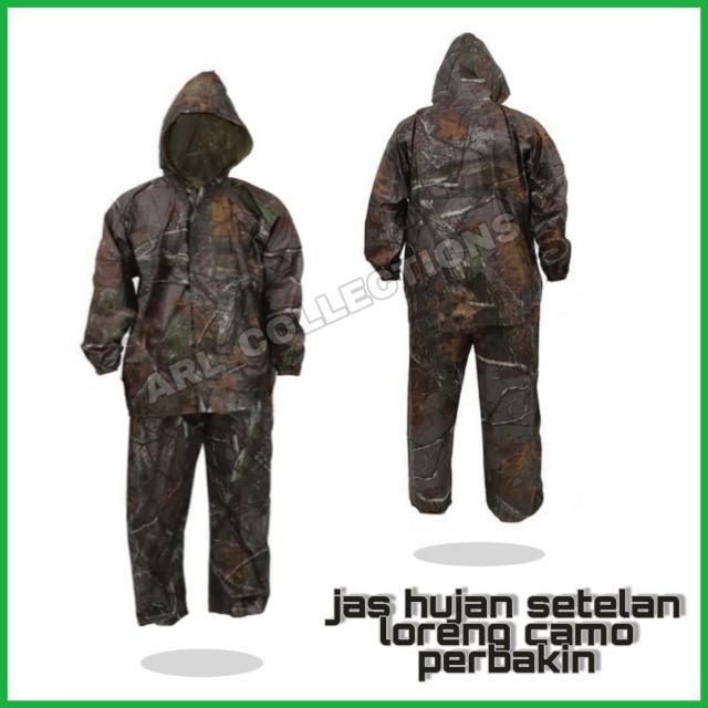 Gambar jas hujan setelan loreng camo hunting perbakin/mantel hujan army ou dari arl collections undefined Tokopedia