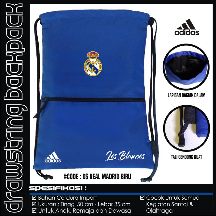 Gambar TAS RANSEL SERUT DRAWSTRING GYMSACK REAL MADRID - Biru dari SOBRECO undefined Tokopedia