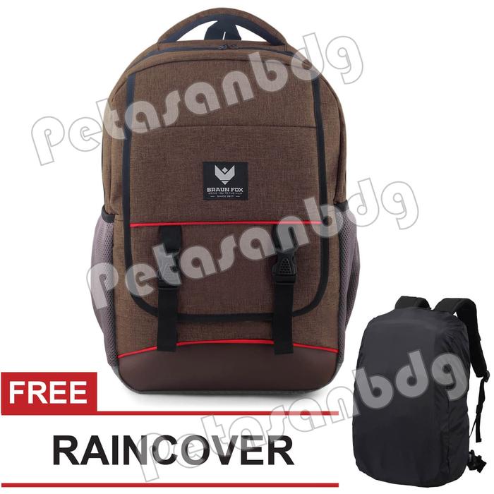 Gambar Tas Ransel Korea Braun Fox Yaizu Laptop Backpack - Grey.RTM+Raincover - Cokelat dari Rajatasmurahindo undefined Tokopedia