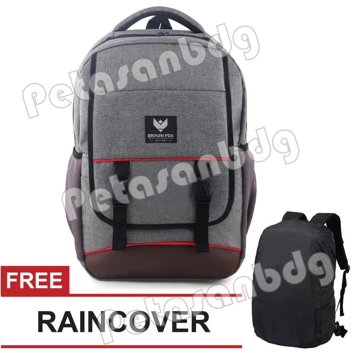 Gambar Tas Ransel Korea Braun Fox Yaizu Laptop Backpack - Grey.RTM+Raincover - Abu-abu Muda dari Rajatasmurahindo undefined Tokopedia