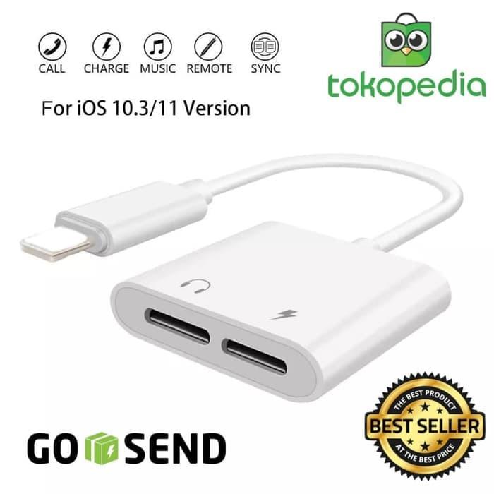 Cable Dual Lightning converter Audio dan Charge Adapter iPhone di  Juraganegame Tokopedia