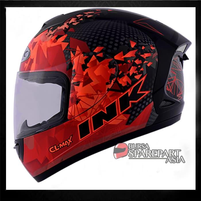 Jual Helm INK CL Max Diamond Black Red Fluo Full Face CLMax #6