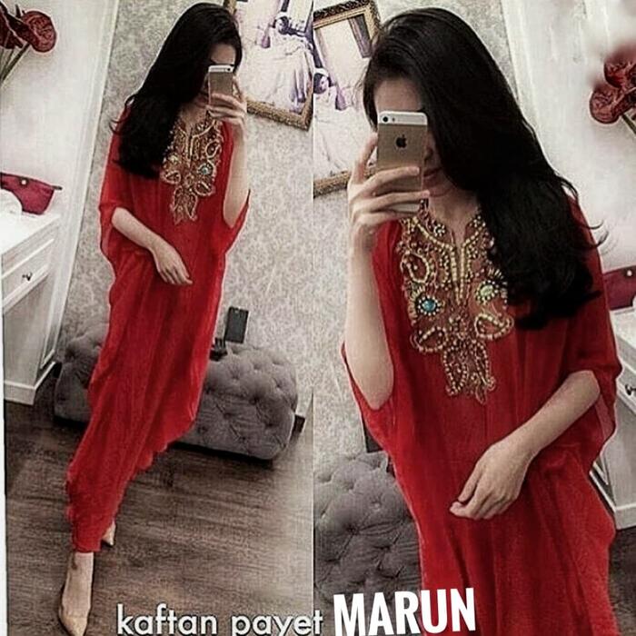 Gambar KAFTAN ALIKA PAYET BORDIR KAFTAN LEBARAN NAGITA SYAHRINI - Maroon dari CAMELYAGAMIS undefined Tokopedia