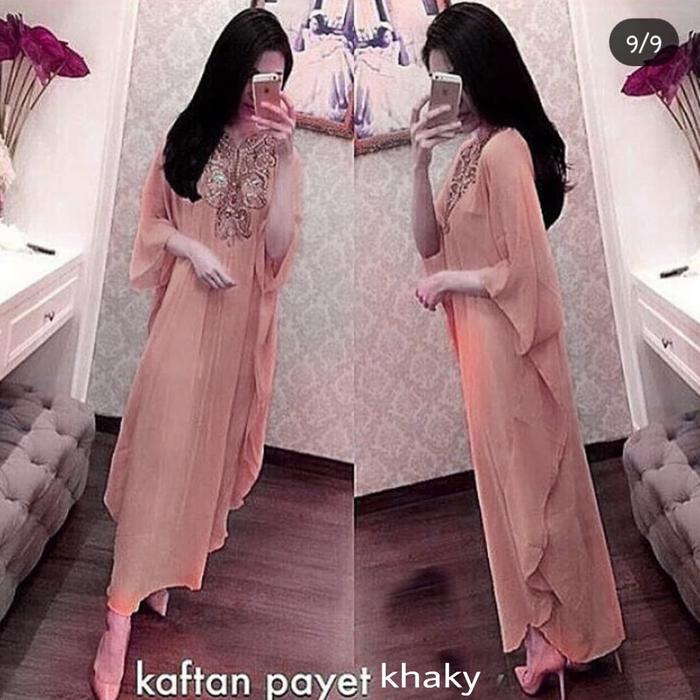 Gambar KAFTAN ALIKA PAYET BORDIR KAFTAN LEBARAN NAGITA SYAHRINI - Beige dari CAMELYAGAMIS undefined Tokopedia