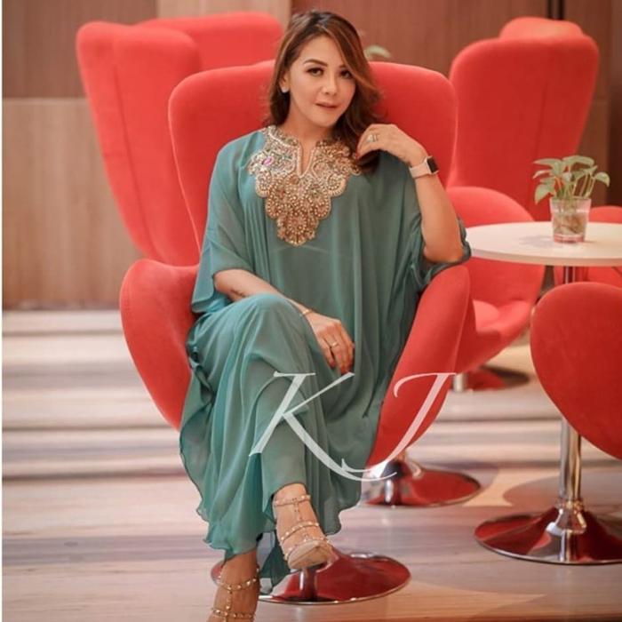 Gambar KAFTAN ALIKA PAYET BORDIR KAFTAN LEBARAN NAGITA SYAHRINI - Hijau Tosca dari CAMELYAGAMIS undefined Tokopedia