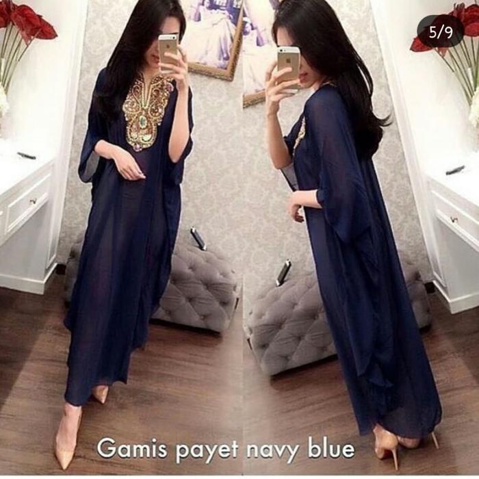 Gambar KAFTAN ALIKA PAYET BORDIR KAFTAN LEBARAN NAGITA SYAHRINI - Navy dari CAMELYAGAMIS undefined Tokopedia