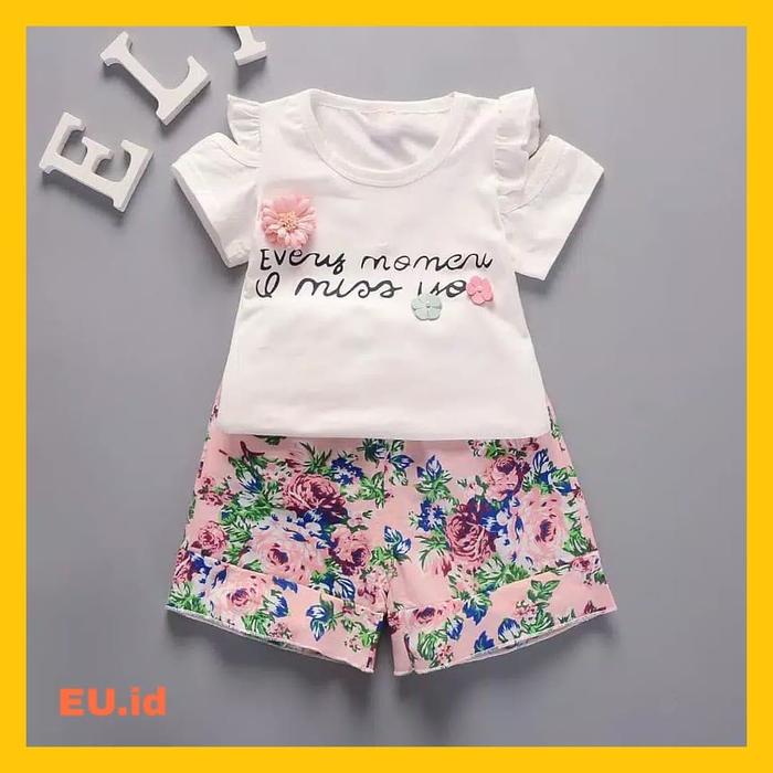 Gambar Setelan Anak/Baju Bayi/Kaos T-Shirt/Pakaian Anak Perempuan Import - Size M, White and Pink dari EU.id undefined Tokopedia