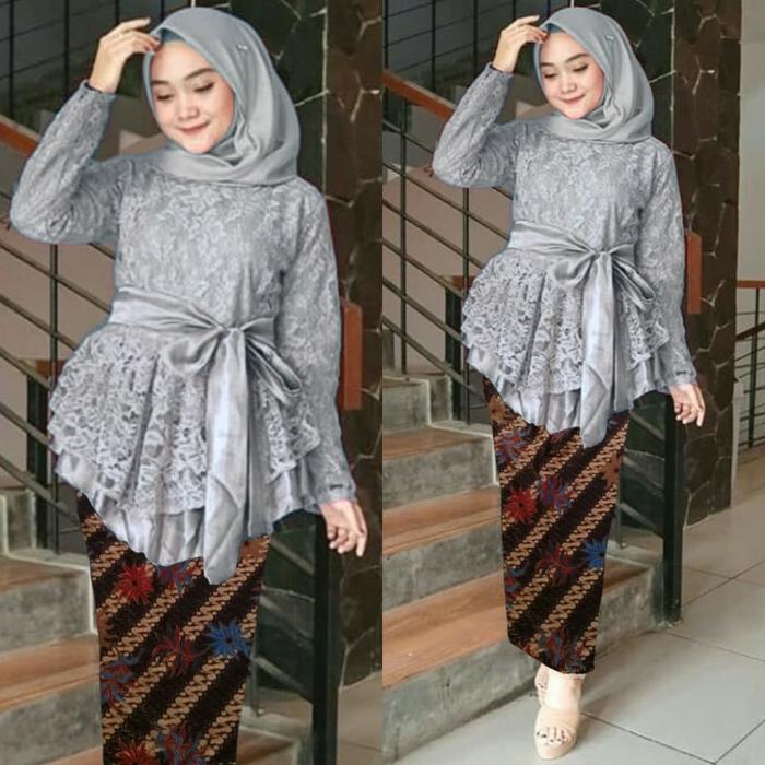 Gambar SET GELINANG/KEBAYA BRUKAT FURING/SETELAN KEBAYA MODERN/WISUDA - Abu, XL (64-75kg) dari Ns Fashions undefined Tokopedia