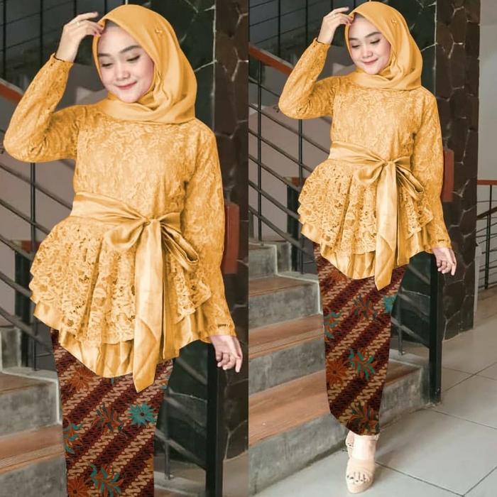 Gambar SET GELINANG/KEBAYA BRUKAT FURING/SETELAN KEBAYA MODERN/WISUDA - Mustard, XL (64-75kg) dari Ns Fashions undefined Tokopedia