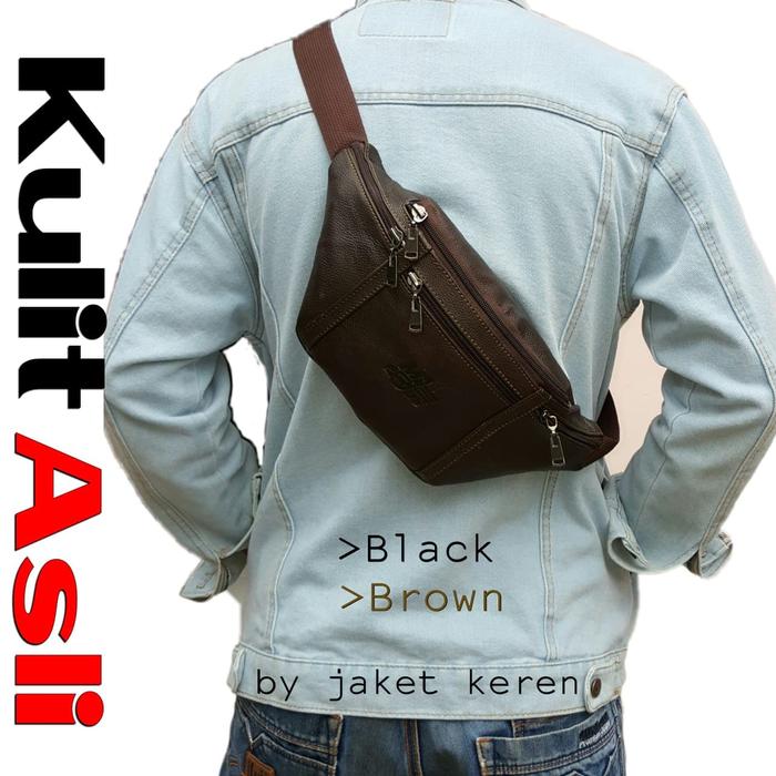 Gambar TAS SLING BAG SLEMPANG PRIA KULIT ASLI KEKINIAN TERMURAH TERLARIS - Cokelat dari Cool and Calm undefined Tokopedia