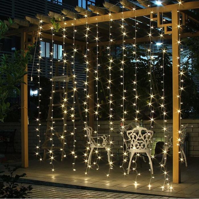 Gambar Lampu Tirai 3x3meter Lampu Hias Gantung Natal Curtain Tumblr Light LED dari MENYALA undefined Tokopedia