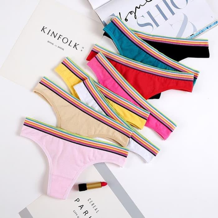 Gambar CD.3311.TI2 - CELANA G-STRING THONG PINGGANG KARET WARNA WARNI dari Ella'secret Kota Administrasi Jakarta Utara Tokopedia